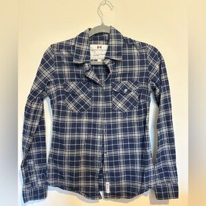 Roots Navy and White Plaid Shirt